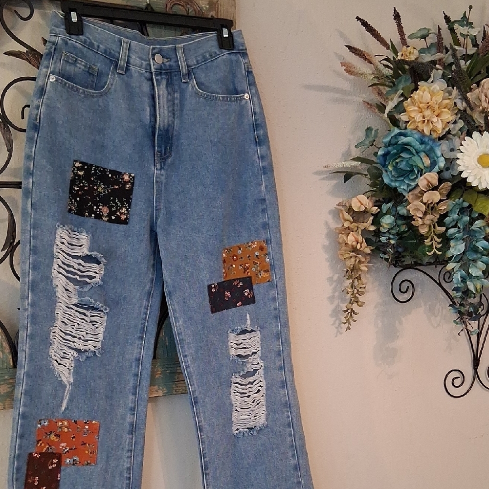 Cider Multicolor Patchwork Flare Jeans. Excellent… - image 6